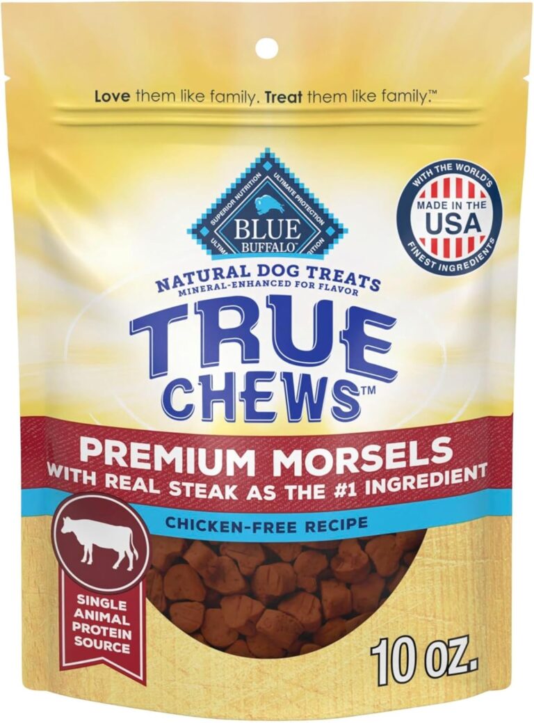 Blue Buffalo True Chews Premium Morsels Dog Treats, Made in The USA with Natural Ingredients, Steak, 10-oz Bag