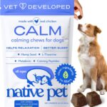 Native Pet Calming Chews for Dogs - Melatonin for Dogs Anxiety Relief - Grain Free All Natural Hemp Calming Treats & L-Theanine Helps Manage Stress & Separation Anxiety - Puppy Sleep Aid - 60 Chews