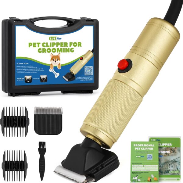 Pet Grooming Clippers 280W for Thick Heavy Coats, 2000-6000rpm Stepless Speed Control & 10ft Power Cord, Low Noise< 50db, Dog Trimmer Kit with Extra Detachable Blade (280W)