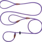 Double Handle Slip Lead 8FT Dog Leash, 1/4" Nylon Rope Training Lead, Traffic Handle No-Pull Control Leash for Small Medium Pet Puppies Walking8FT*1/4", Purple