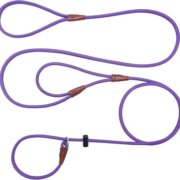 Double Handle Slip Lead 8FT Dog Leash, 1/4" Nylon Rope Training Lead, Traffic Handle No-Pull Control Leash for Small Medium Pet Puppies Walking8FT*1/4", Purple