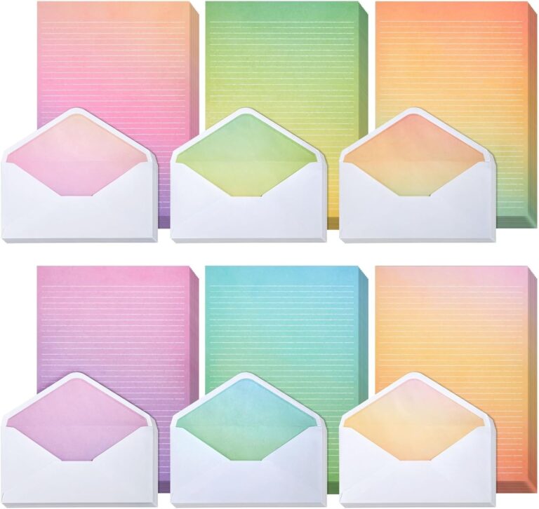 Paper Junkie Letter Writing Stationery Paper & Envelopes Set - 6 Watercolor Gradient Designs, 60 Lined Sheets & 30 Envelopes (10.25 x 7.25 In)