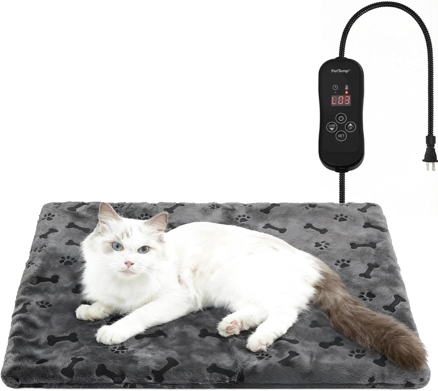 Pet Heating Pad for Cats Dogs, Heated Cat Dog Bed with 5 Temperature Levels, Timer, Auto Shut-Off, Thick Paw-Print Cover, Chew Resistant Cord for Indoor & Sheltered Outdoor Use (S: 16" x 13" x 1.3") Pet Heating Pad for Cats Dogs, Heated Cat Dog Bed with 5 Temperature Levels, Timer, Auto Shut-Off, Thick Paw-Print Cover, Chew Resistant Cord for Indoor & Sheltered Outdoor Use (S: 16" x 13" x 1.3")