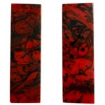 Malayan Products Knife Handle Scale Blanks Arylic Set 5.2in by 1.6in by 0.25in, Resin Grips Material Crafting, DIY Patriotic Knife Bladesmithing, Custom Scarlet Red and Black Marble Swirl