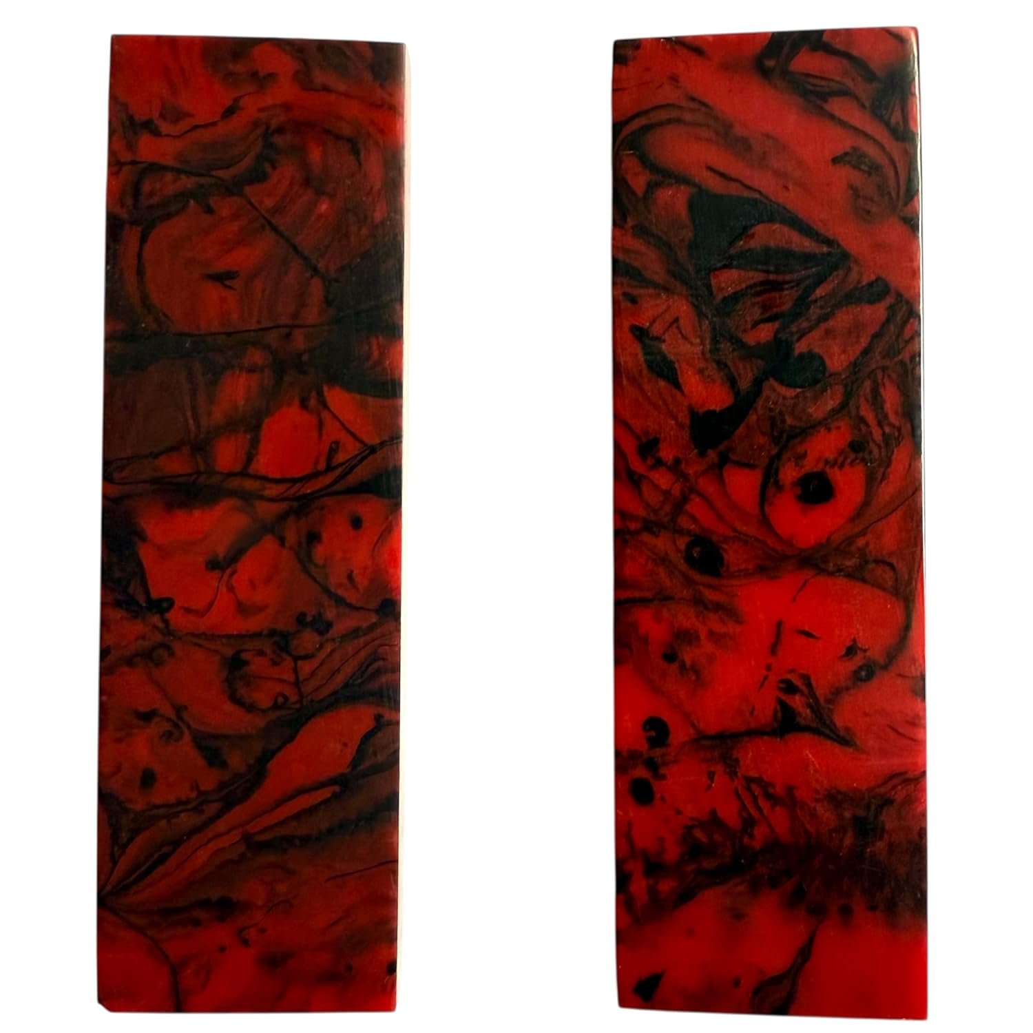 Malayan Products Knife Handle Scale Blanks Arylic Set 5.2in by 1.6in by 0.25in, Resin Grips Material Crafting, DIY Patriotic Knife Bladesmithing, Custom Scarlet Red and Black Marble Swirl Malayan Products Knife Handle Scale Blanks Arylic Set 5.2in by 1.6in by 0.25in, Resin Grips Material Crafting, DIY Patriotic Knife Bladesmithing, Custom Scarlet Red and Black Marble Swirl