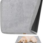 Tivray Dog Bed Cover, Washable Replacement Large Dog Bed Sheet with 3-Sided Continuous Zipper, Waterproof Liner, Soft Plush, Pet Mattress Fluffy Protector, 36x27x3 inch - L, Cover Only Grey