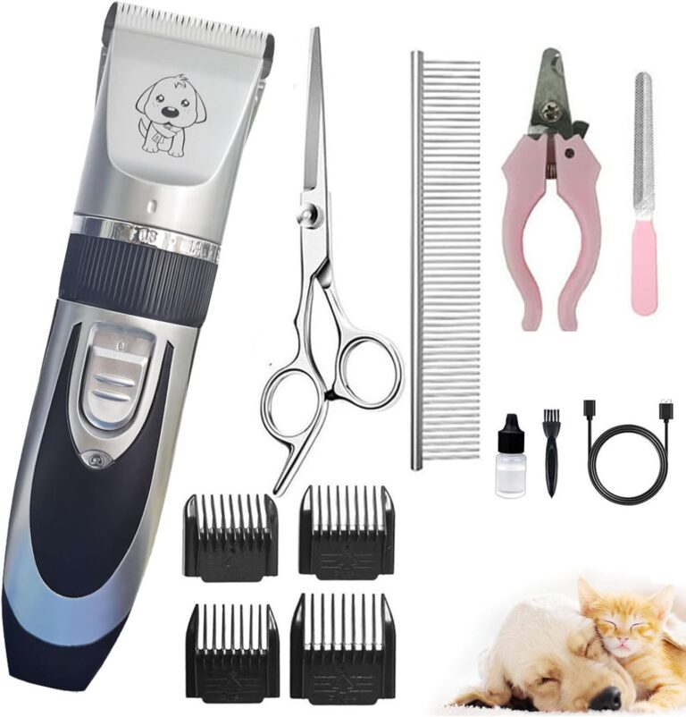 Dog Clippers Cat Clippers for Grooming Low Noise, Rechargeable, Cordless, YSpetclp Pet Shaver for Matted Hair, Quiet Animal Trimmer Pet Hair Thick Coats, for Dogs, Cats, Rabbits (Gray)