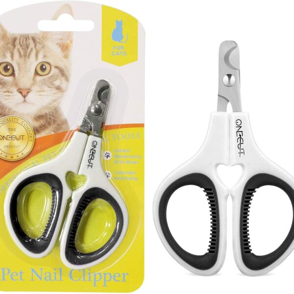 OneCut Pet Nail Clippers, Update Version Cat & Kitten Claw Nail Clippers for Trimming, Professional Pet Nail Clippers Best for a Cat, Puppy,Rabbit, Kitten & Small Dog,Sharp & Safe (Black)