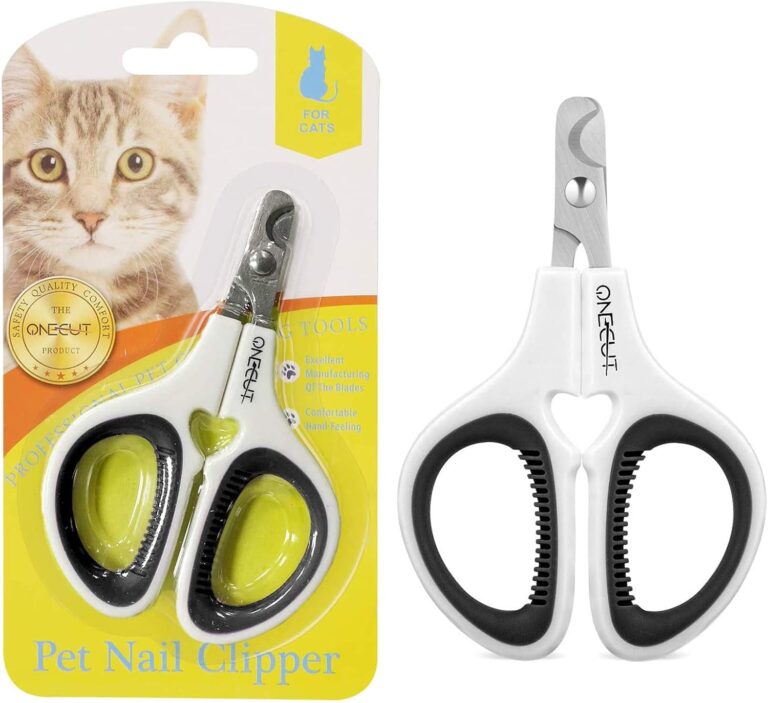 OneCut Pet Nail Clippers, Update Version Cat & Kitten Claw Nail Clippers for Trimming, Professional Pet Nail Clippers Best for a Cat, Puppy,Rabbit, Kitten & Small Dog,Sharp & Safe (Black)