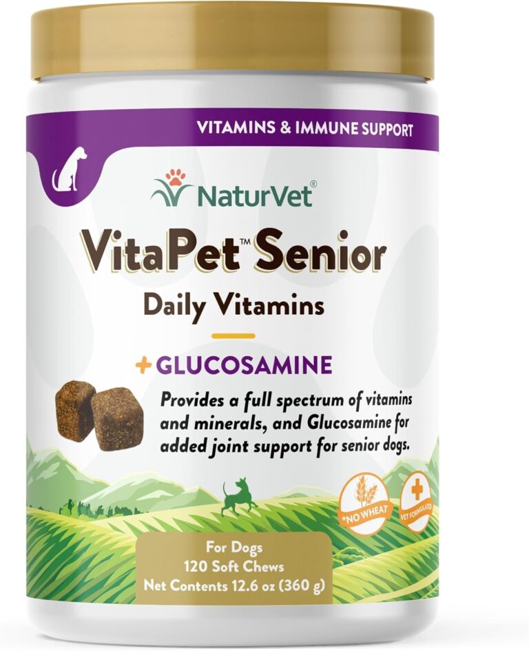 NaturVet VitaPet Senior Daily Vitamin Dog Supplements Plus Glucosamine  Includes Full-Spectrum Vitamins, Minerals  Joint Support for Older, Active Dogs  120 Ct. Soft Chews