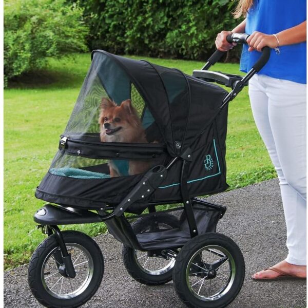 Pet Gear No-Zip NV Pet Stroller for Cats/Dogs, Zipperless Entry, Easy One-Hand Fold, Gel-Filled Tires, Plush Pad + Weather Cover Included, Skyline