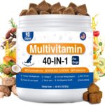 40-in-1 Dog Vitamins and Supplements, Dog Multivitamin Chewable with Glucosamine MSM - Turkey Tail Mushroom, Digestive Enzymes Gut Probiotics, Hip & Joint, Omega-3 Skin & Coat Eyes Immune Support