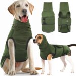 IDOMIK Dog Anxiety Calming Hoodie, Breathable Jacket Vest for Thunderstorms, Fireworks, Vet Visits, Separation, Adjustable for Noise Block & Ear Protection Recovery, Green, XS