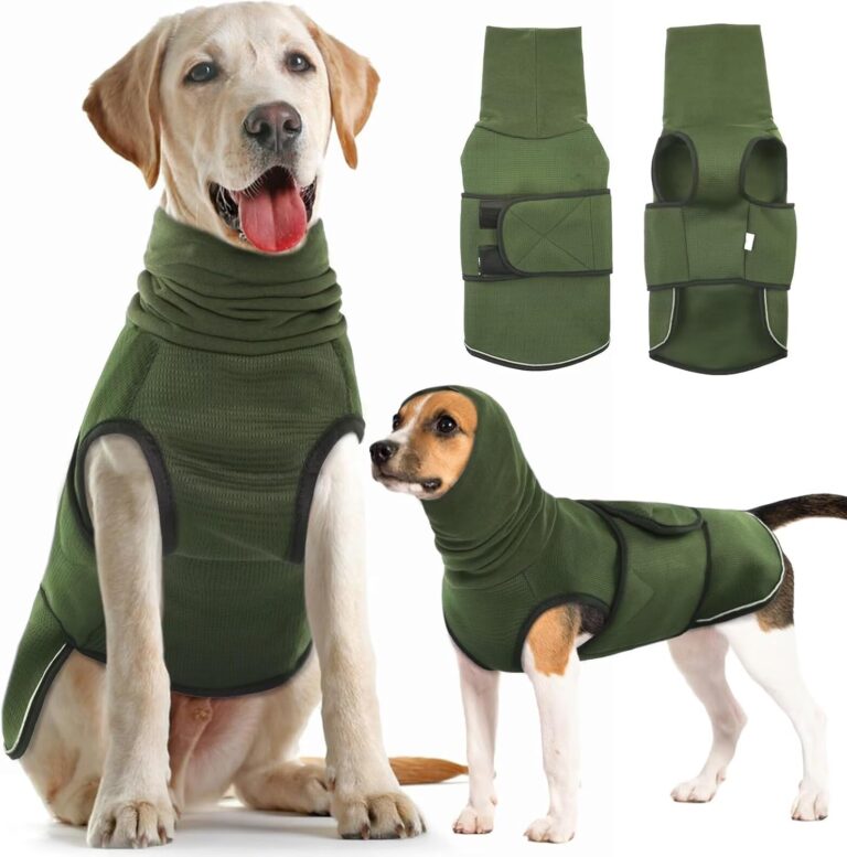 IDOMIK Dog Anxiety Calming Hoodie, Breathable Jacket Vest for Thunderstorms, Fireworks, Vet Visits, Separation, Adjustable for Noise Block & Ear Protection Recovery, Green, XS