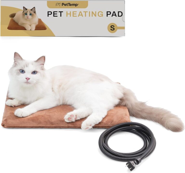 Pet Heating Pad for Cats Dogs Indoor & Sheltered Outdoor Waterproof Heated Cat Bed Heated Dog Bed Chew Resistant Cord Constant Temperature Brown 16 x 13 Inch