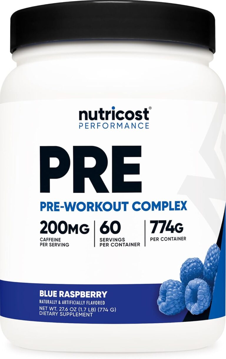 Nutricost Pre-Workout Complex Powder (60 Servings, Blue Raspberry) - Pre-Workout Supplement with Beta-Alanine, Taurine & Amino Acids