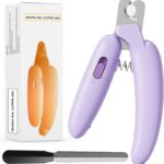 QDCYP Dog Nail Clippers,Dog Nail Trimmers for Small Medium Dogs and Cats - Professional Grooming Tool with Safety Lock, Sharp Stainless Steel Blade Prevents SplittingIncludes Nail File (Purple-mini)