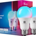 GE Cync A19 LED Smart Light Bulbs, Room Decor Aesthetic Bluetooth and WiFi Color Changing Lights, LED Indoor Light Bulb, Compatible with Alexa and Google (2 Pack)