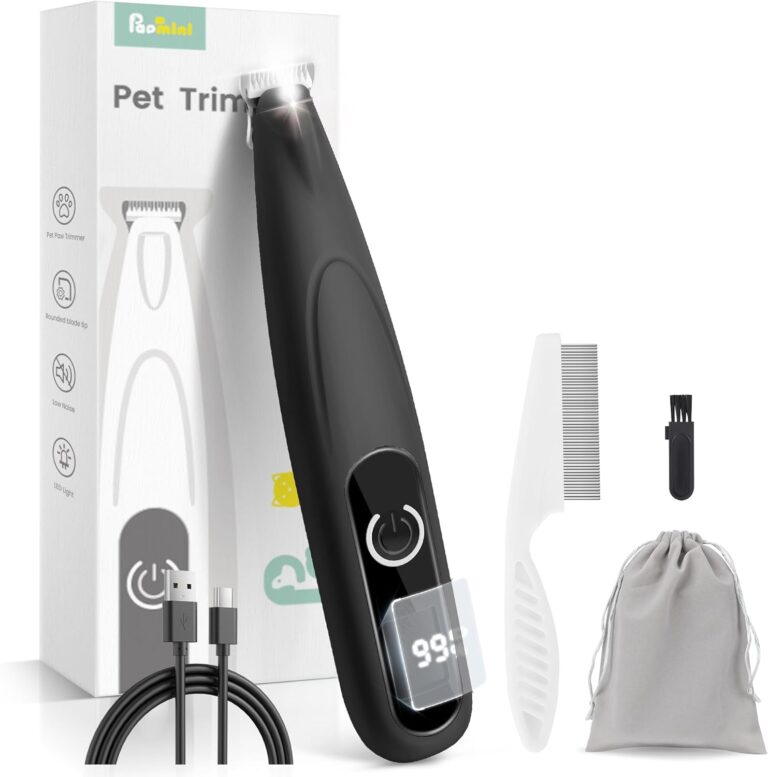 PAPMINI Dog Clippers with LED Display,35dB Ultra-Low Noise Dog Paw Trimmer Shaver, Cordless Hair Trimmer with LED Light,Type-C Rechargeable Cat Clippers for Grooming Paws, Ears, Face, Rump
