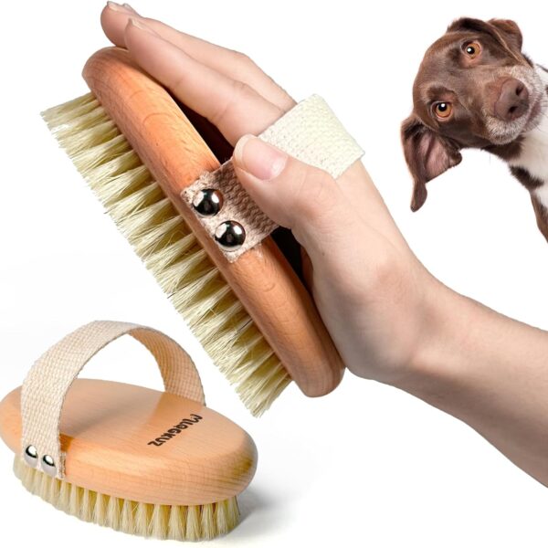 Professional Dog Brush Boar Bristle for Short-Haired Dogs - Reduces Shedding, Non-Slip Grip, Gentle Grooming