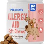 BoneItUp Soft Dog Allergy Chews for Itching, Sneezing, Paw Licking, Seasonal Allergies - Essential Omega-3, Turmeric & Quercetin for Dogs Allergies - Daily Immune & Digestive Dog Allergy Treats (90ct)