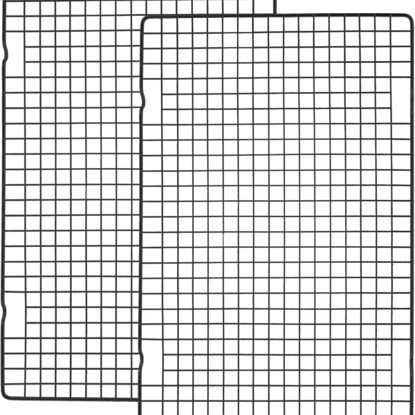 Tebery 2 Pack Black Heavy Duty Wire Cooking Rack Baking Racks, 16" x 10" Nonstick Baking & Cooling Grid for Roasting, Cooking, Grilling, Drying