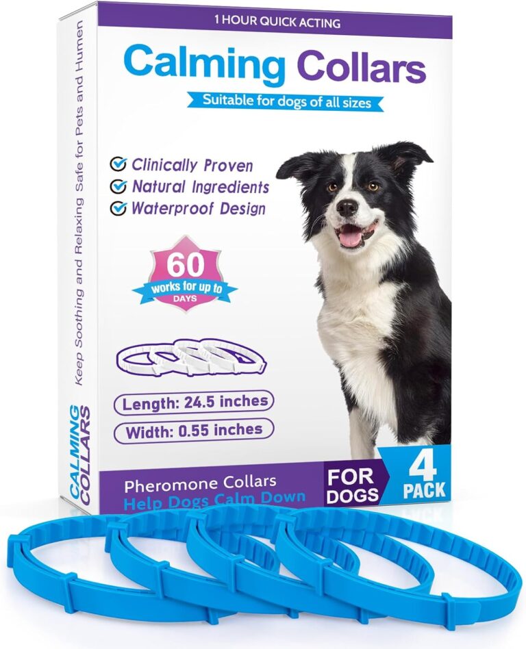 Calming Collar for Dogs: 4 Packs Pheromone Collar for Dog,Anxiety Relief for Dogs,Lasts 60 Days,Relieve Bad Behavior,25 Inches Size Flexible Adjustable for Small Medium Large Dog (Blue)