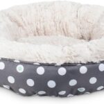 Fringe Studio Dot Paw Charcoal Small Circle Pet Bed 18"- Poly Filled with Faux Fur Interior - Machine Washable
