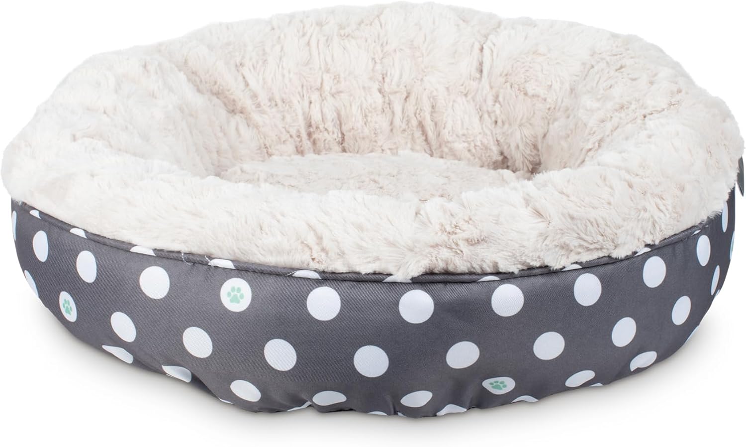 Fringe Studio Dot Paw Charcoal Small Circle Pet Bed 18"- Poly Filled with Faux Fur Interior - Machine Washable Fringe Studio Dot Paw Charcoal Small Circle Pet Bed 18"- Poly Filled with Faux Fur Interior - Machine Washable
