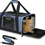Petskd Pet Carrier 17x13x9.5 Southwest Airline Approved, Pet Travel Carrier Bag for Small Cats and Dogs, Soft Dog Carrier for 1-15 LBS Pets,Dog Cat Carrier with Safety Lock Zipper (Blue)