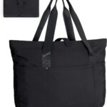 BAGSMART Tote Bag for Women, Foldable Tote Bag With Zipper Travel Large Shoulder Bag Handbag for Work-16.5''l X 6''wx 14''h