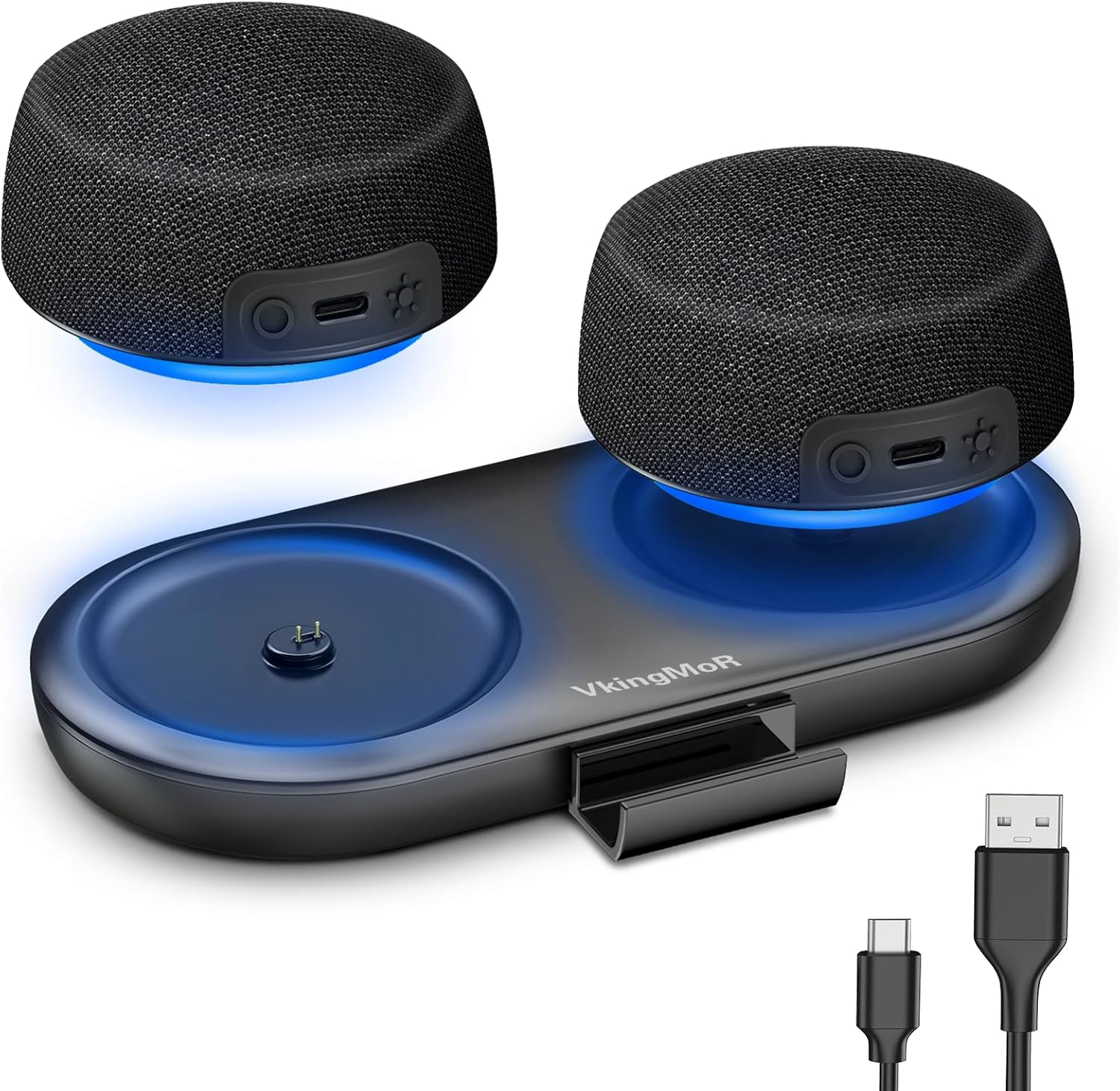 Dual Bluetooth Speaker Set with Magnetic Base & Phone Stand - TWS Stereo Sound, 10H Playtime, 3H with RGB Music Lights On- Bluetooth Wireless Speaker for Home Theater, Outdoor,TV Watching, Multi Room Dual Bluetooth Speaker Set with Magnetic Base & Phone Stand - TWS Stereo Sound, 10H Playtime, 3H with RGB Music Lights On- Bluetooth Wireless Speaker for Home Theater, Outdoor,TV Watching, Multi Room