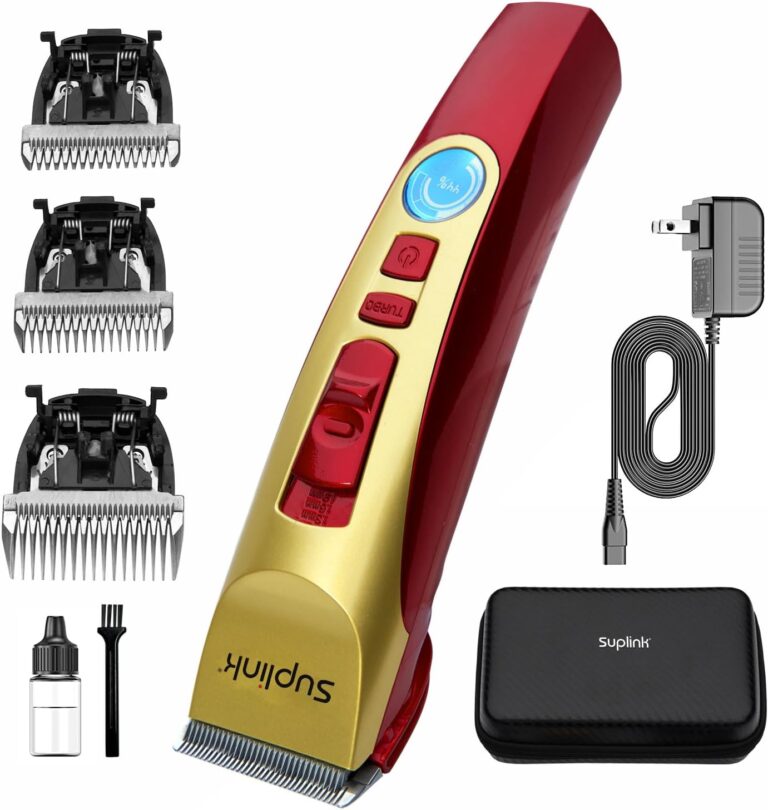 suplink Dog Clippers for Grooming for Thick Heavy Coats/2-Speed Low Noise Rechargeable Cordless Pet Shaver with Stainless Steel 4 Blade for Dogs Pets and Animals