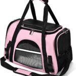 SURILEHEGE Dog Cat Carrier Soft for Small Pet Up to 16 Lbs TSA Airline Approved Travel Carrier Collapsible Puppy Car Mesh Bag 17.5 * 10.2 * 11.4 inch - Pink