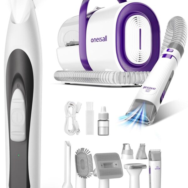 oneisall Dog Grooming Vacuum&oneisall Low-Noise Dog Paw Trimmer with LED Light