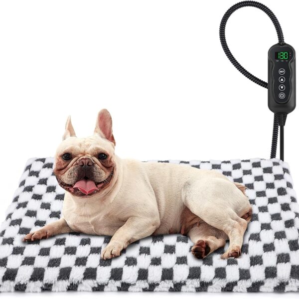 MIXJOY Heated Dog Bed, 11 Adjustable Temperature Dog Heating Pad Indoor with Timer, Pet Heated Mat for Dogs Cats, Electric Cat Heating Pad with Washable Cover, Heated Pet bed-28''x20'', Medium