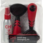 CHI for Dogs Small Dog Detangling Kit - 3-Piece Grooming Set with Detangling Spray, Double-Sided Brush, and Slicker Brush - Dog Grooming Essentials for Coats and Tangles