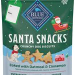 Blue Buffalo Santa Snacks Crunchy Dog Biscuits, Oven-Baked With Natural Ingredients, Oatmeal & Cinnamon, 11-oz Bag