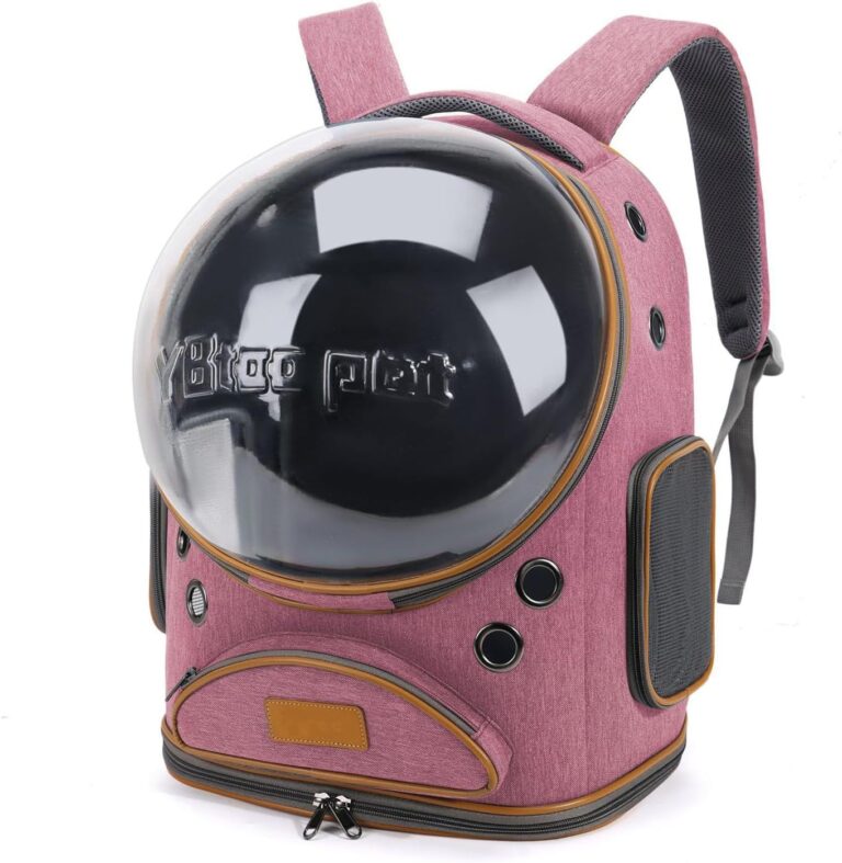 Cat Backpack Carrier, Breathable Cat Carrier Large Space Bubble Pet Backpack for Small Dog and Large cat up to 18lbs, Transparent & Foldable Pet Carrier for Travel Hiking (Pink)