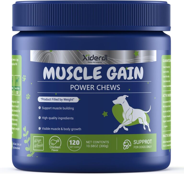 11-in-1 Muscle & Weight Support Chews for Dogs  High Protein Supplement with Amino Acids, BCAAs, Antioxidants & Vitamins  Muscle Support Soft Chews for Puppies & Adult Dogs, 120 Count
