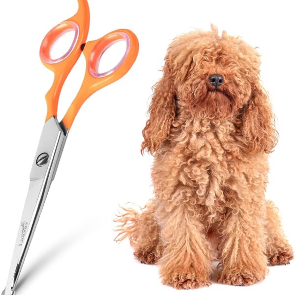 Professional Rounded Dog Scissors - Sharp Stainless Steel Blades with Colorful Handles, Safe and Easy-to-Use Pet Scissors for Long Lasting Grooming at Home