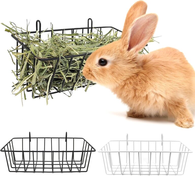 Rabbit Hay Feeder - 2Pcs Metal Rack Hay Holder for Guinea Pig Small Animals Grass Rack for Bunny Chinchilla Cage Reduce Mess 9x4x3 Inch