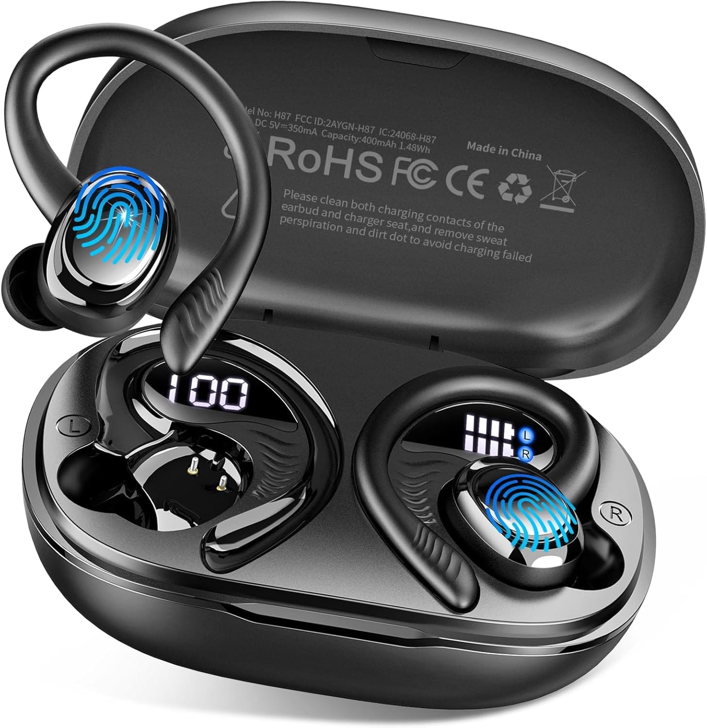 Wireless Earbuds Bluetooth 5.4 Headphones Sport, 2025 Bluetooth Earbuds with Earhooks, 50H Stereo Over Ear Buds, Earphone with 4 ENC Noise Canceling Mic, IP7 Waterproof Headset for Running/Gym/Workout Wireless Earbuds Bluetooth 5.4 Headphones Sport, 2025 Bluetooth Earbuds with Earhooks, 50H Stereo Over Ear Buds, Earphone with 4 ENC Noise Canceling Mic, IP7 Waterproof Headset for Running/Gym/Workout