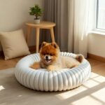 Calming Dog Beds for Large Dogs, Faux Fur Donut Cuddler Dog Bed, Round Fluffy Pillow, Washable Pet Bed for Dogs Up to 45Lbs, 30inch