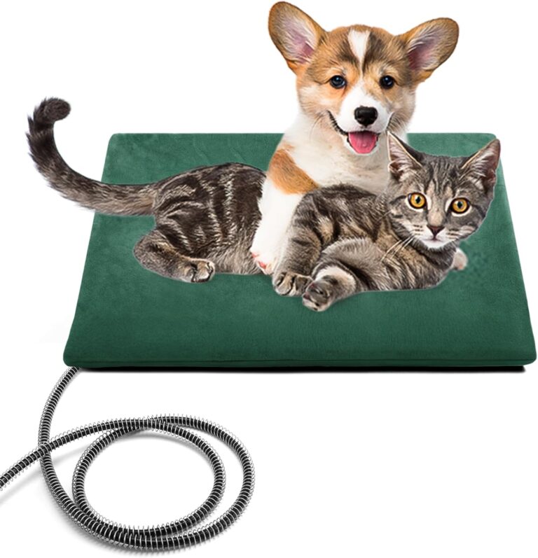 PETNF Outdoor Pet Heating Pad for Cats & Dogs, 100.4-107.6F Auto Temp Control, Waterproof Fireproof, for Cat House/Dog Kennel/Terrace, Fits Domestic & Stray Pets (Green 15.7"X19.7")