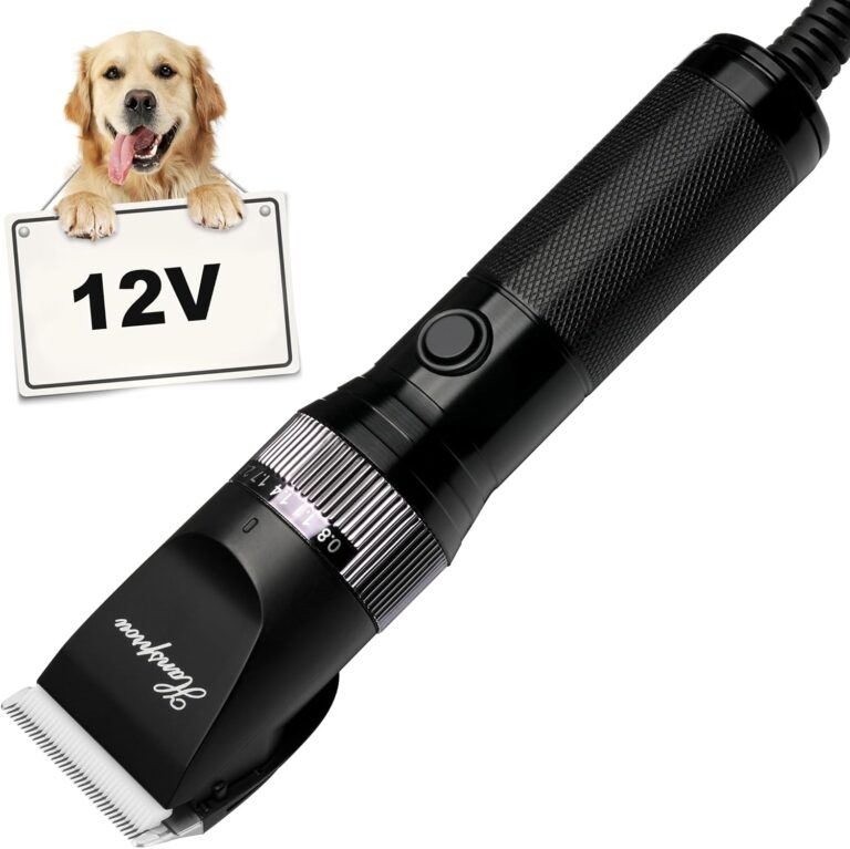 Dog Clippers for Grooming, 12V Professional Dog ClippersHeavy Dutt Corded Pet Hair Trimmer Pet Trimmer for Thick Hair with Guard Combs Brush