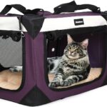 Collapsible Dog Travel Crate,Portable Soft-Sided Pet Carrier Extra Large Cat Carrier with Soft Plush Plush Mat for Indoor and Outdoor,28x20x20in,Purple