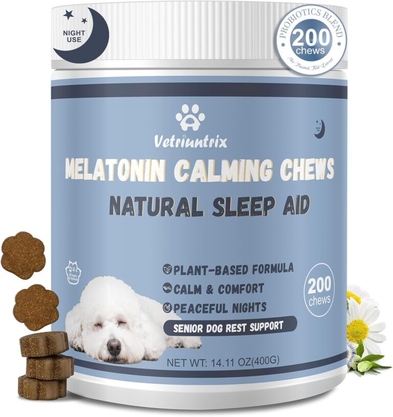 Melatonin for Dogs, Calming Chews for Dogs for Sleep, Fireworks, Storms, Thunder, Barking, Separation, Dog Calming Chews with Valerian Root & L-Theanine, 200 Count
