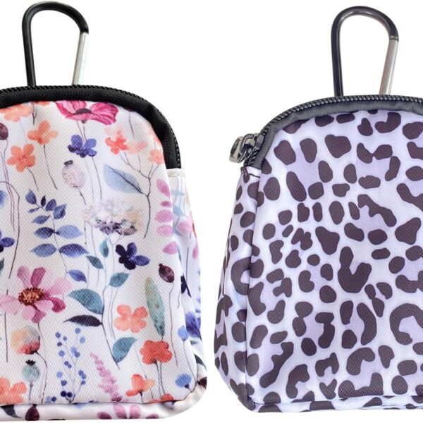 TIHGJHY 2 Pack Dog Treat Pouch,Treat Pouches for Pet Training,Portable Snack Reward Dog Food Dispenser for Traveling or Outdoor UseFloral Leopard Print