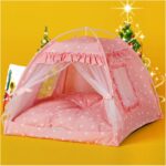 Cat Princess Bed Tent House - Kitty Cute Beds Indoor,Small Dog House Indoor/Outdoor Cave Nest Bed Small Dog Tent for Cat,Puppy Tents (15.7"x15.7"x14.5"/Pink)